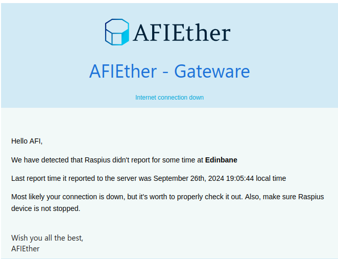 Gateware internet down alerts